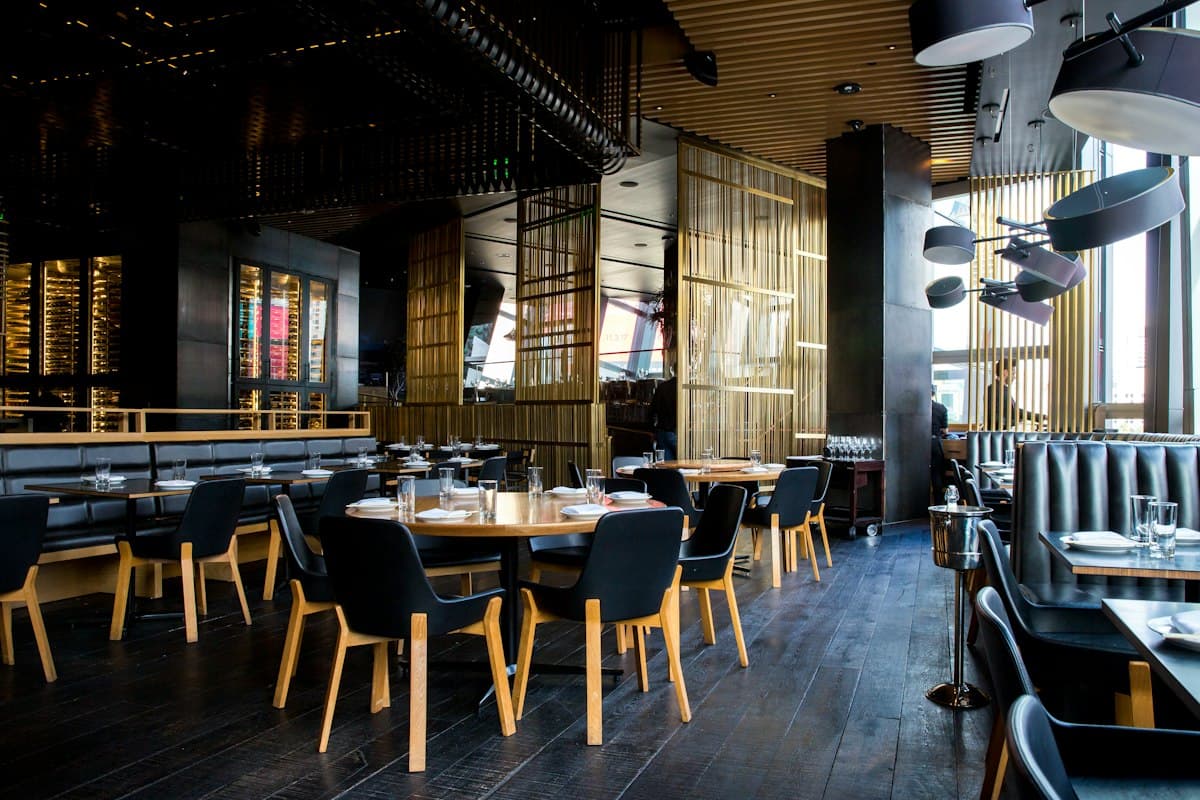 Modern cafe and restaurant bar interior setup